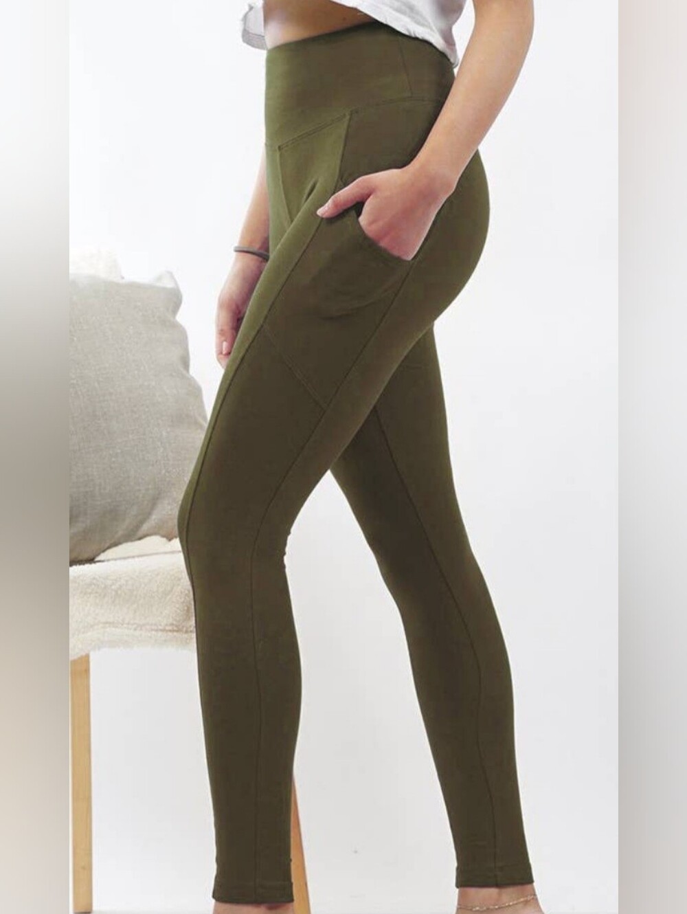 Zenana Outfitters Olive Green High-Waist Pocket Leggings
